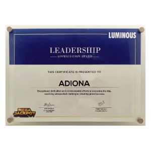 Luminous leadership appreciation certificate