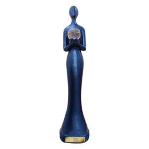 A blue statuette award