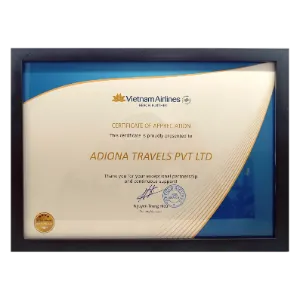 Vietnam Airlines certificate of appreciation