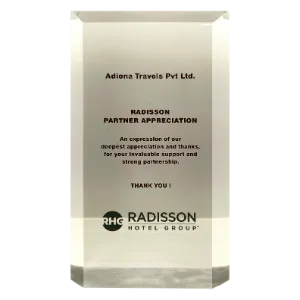 Radisson Hotel Group partner appreciation crystal