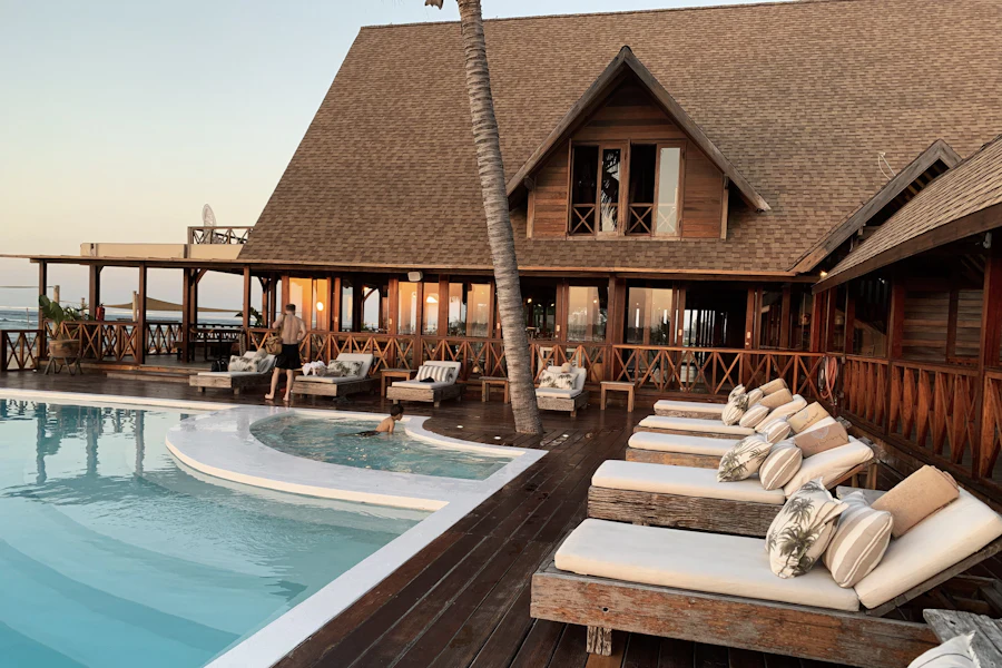 Infinity pool and loungers at a luxury resort